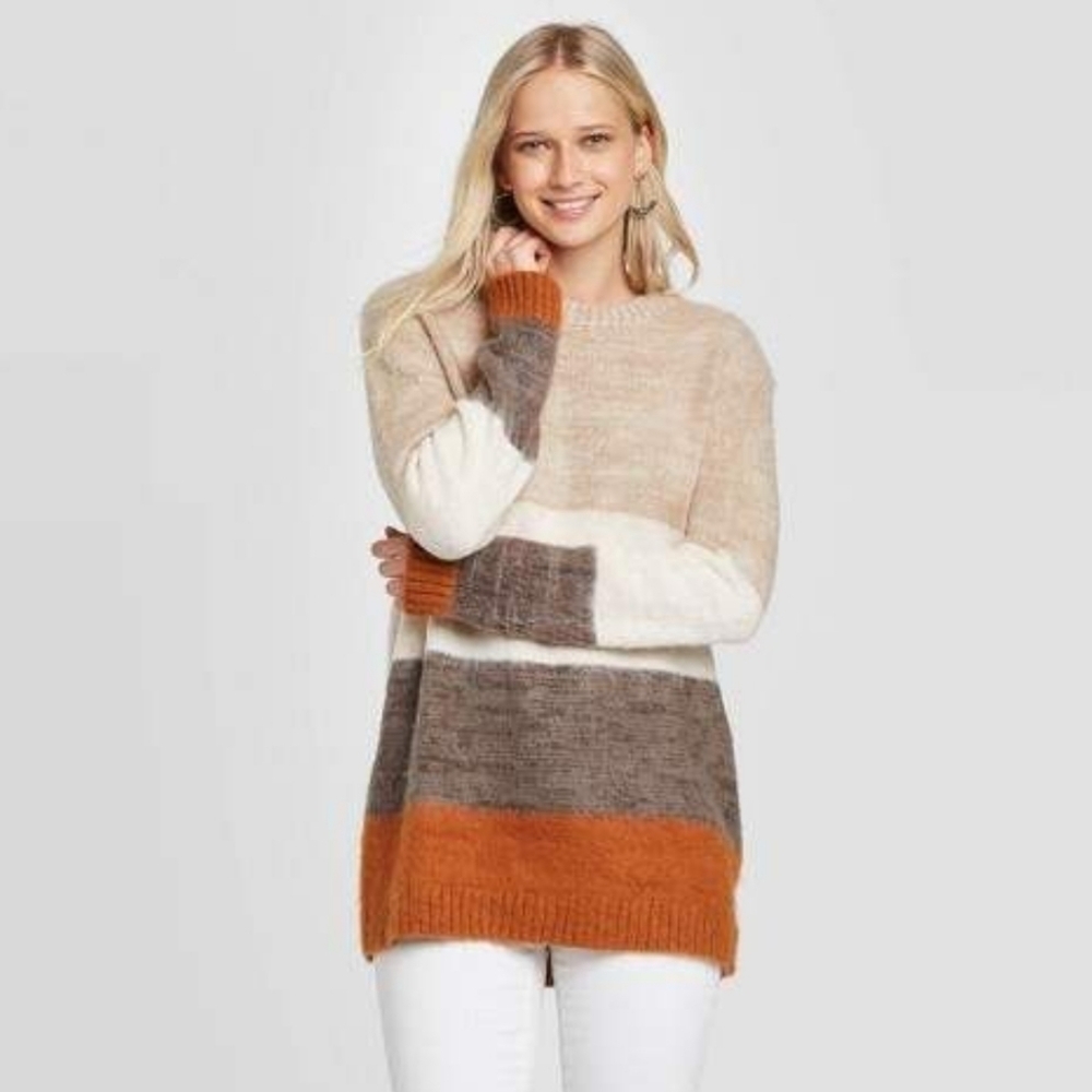 UNIVERSAL THREADS COLORBLOCK OVERSIZE KNIT SWEATER, SZ MEDIUM